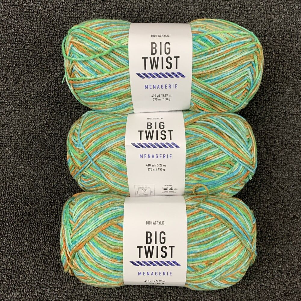 Lot of 3 Big Twist Menagerie Yarn Color is Chameleon 410 yds NEW Discontinued